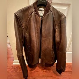 Jos. A. Bank Brown Leather Varsity Jacket